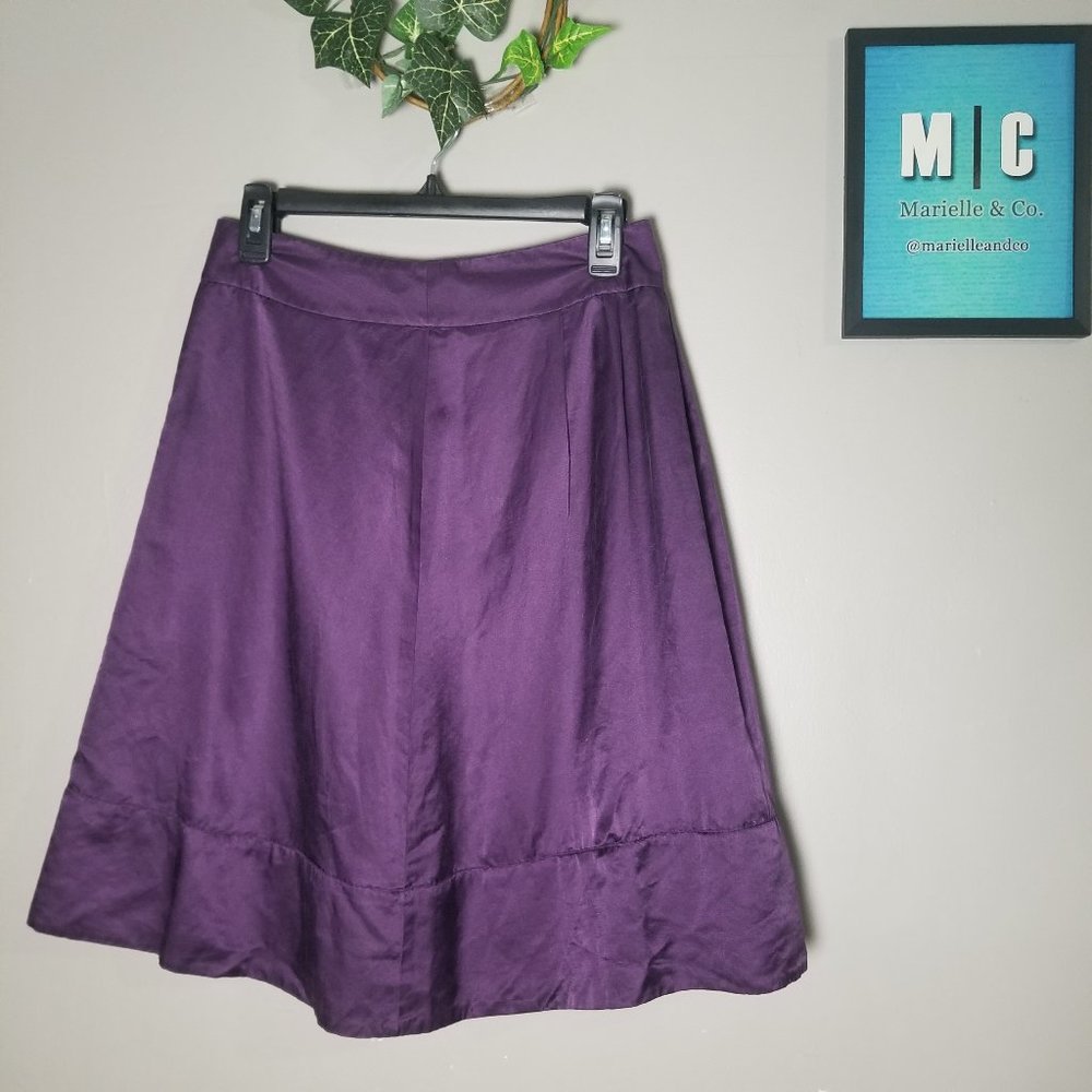 Boden Purple Silk Blend A-line Midi Skirt